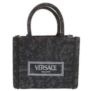 Schwarze Leder-Einkaufstasche Athena von Versace, Extrasmall