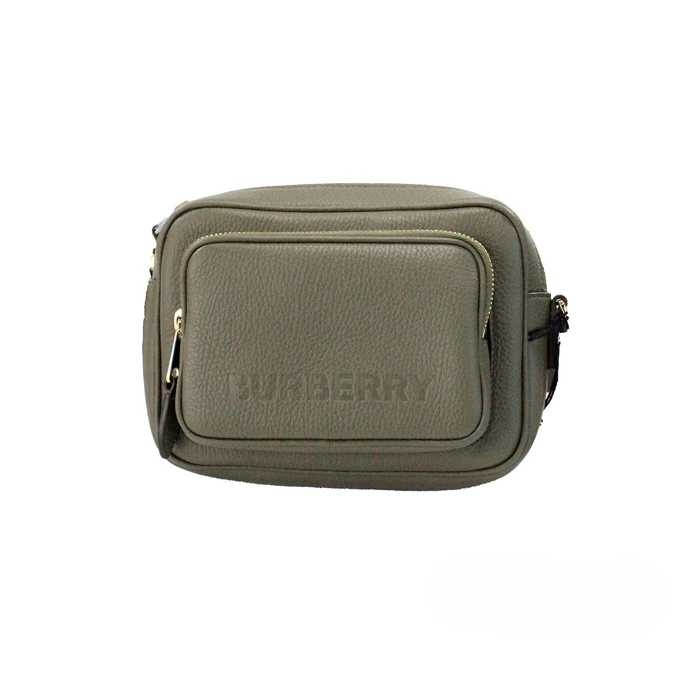 Dark Fern Green Leather Camera Crossbody Bag by Burberry