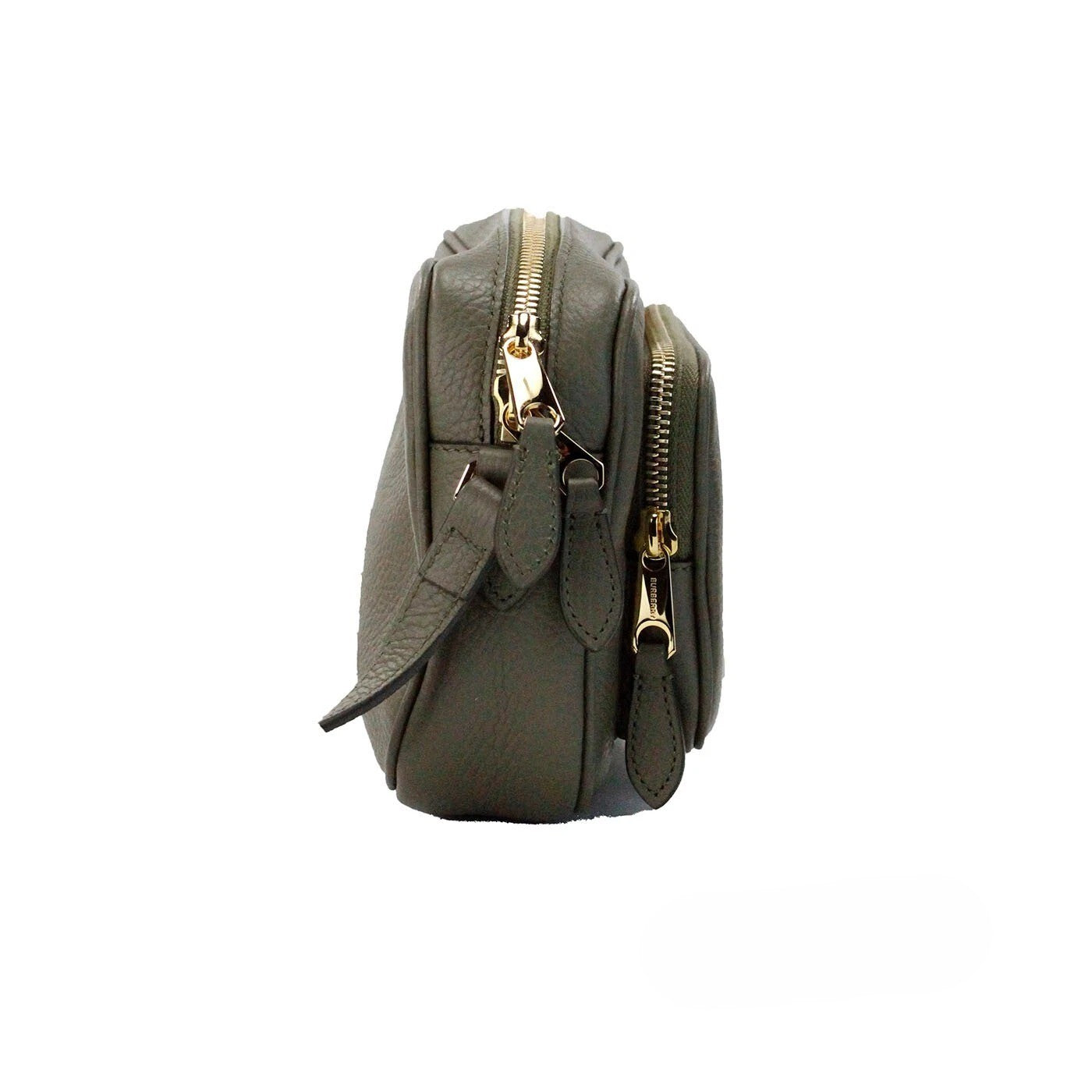 Dark Fern Green Leather Camera Crossbody Bag by Burberry