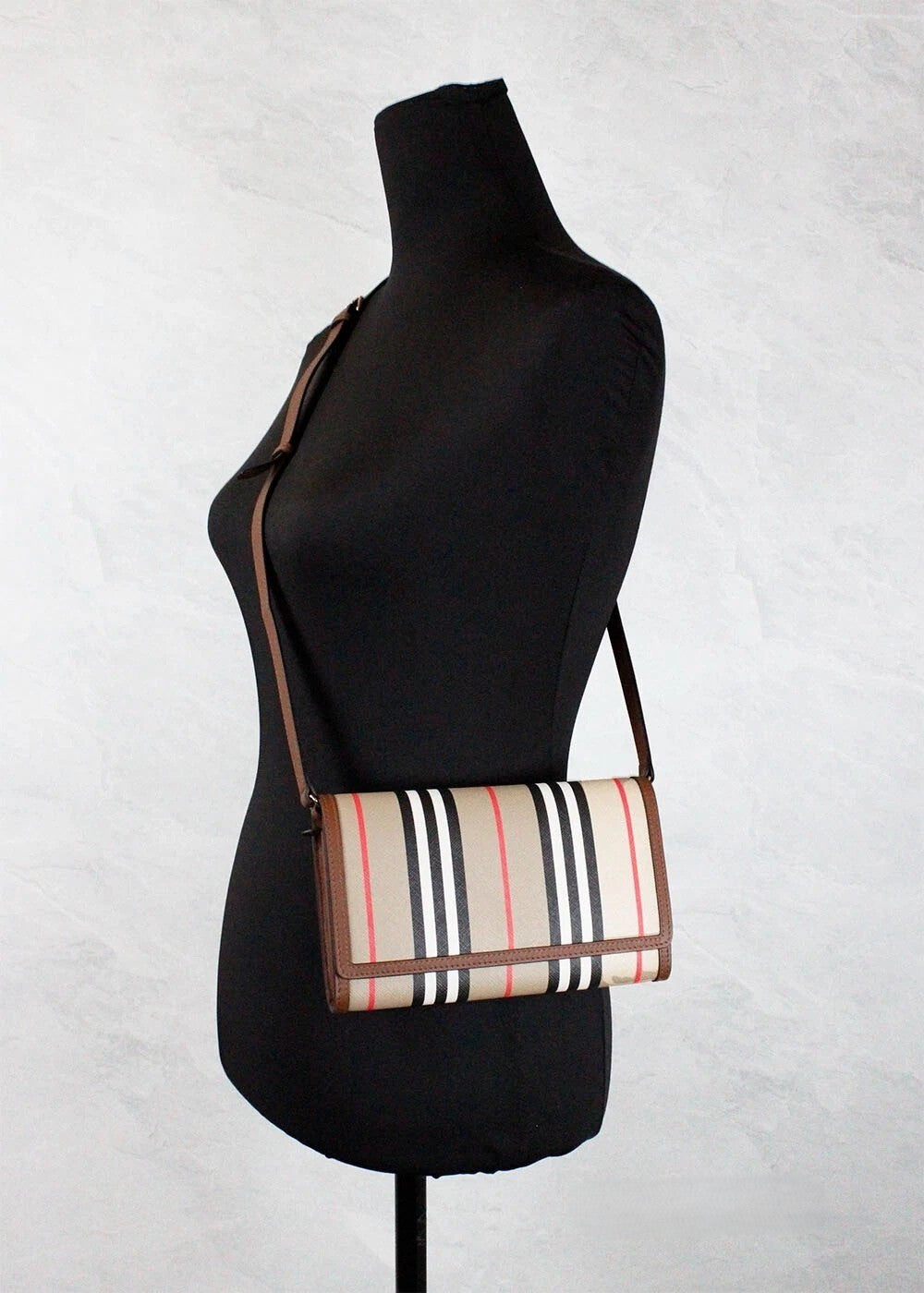 Tan Leather Burberry Hannah Crossbody Wallet Bag