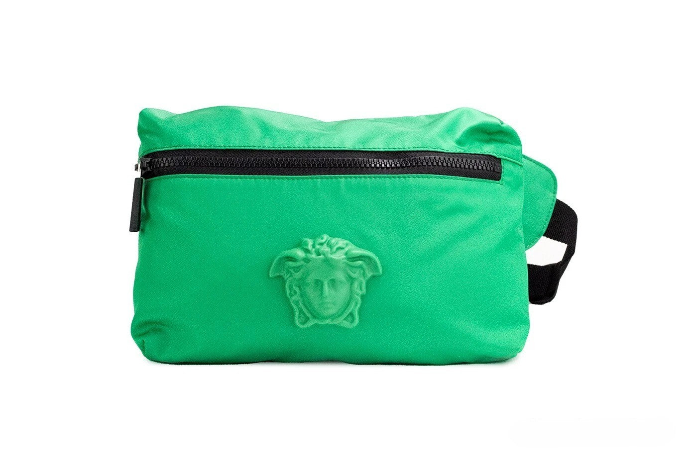 Leuchtend grüne synthetische Versace Gürteltasche mit matter Medusa