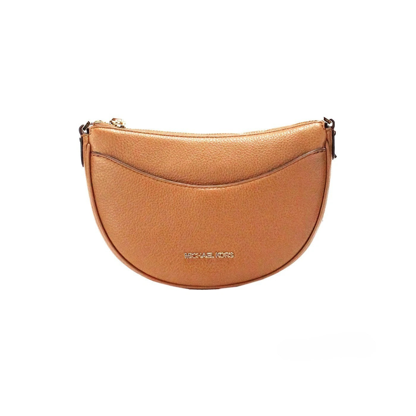 Brown Leather Crossbody Bag with Half Moon Shape by Michael Kors