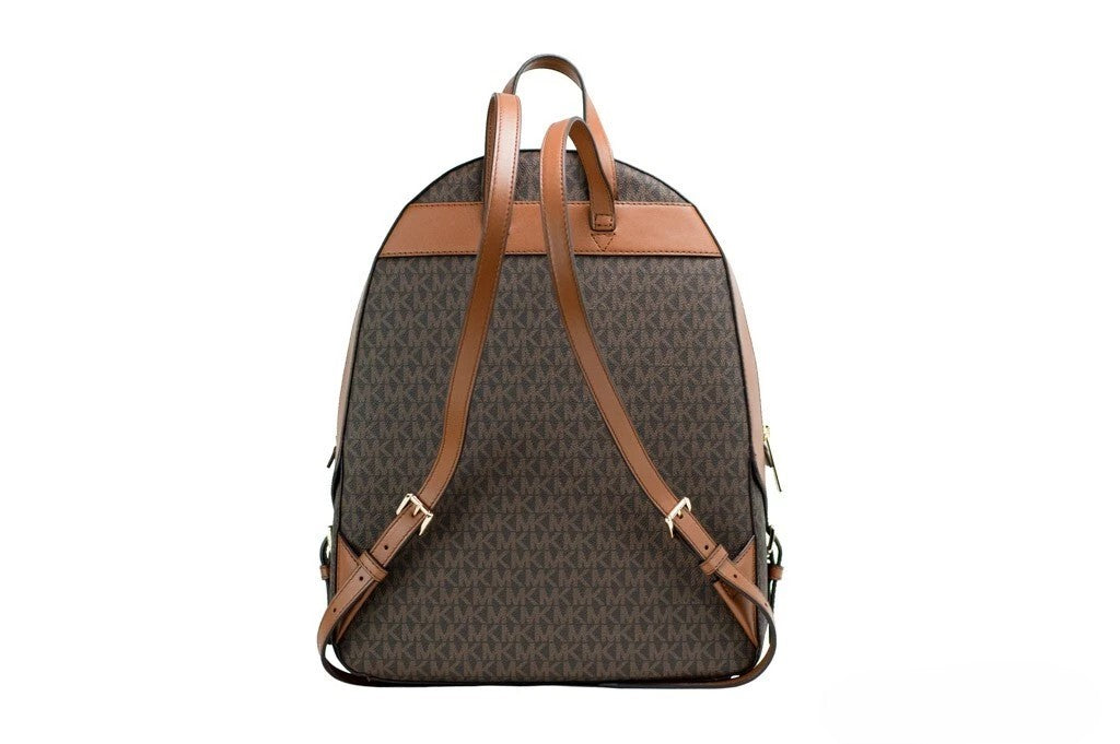 Michael Kors Jaycee Großer Rucksack aus braunem Signature PVC