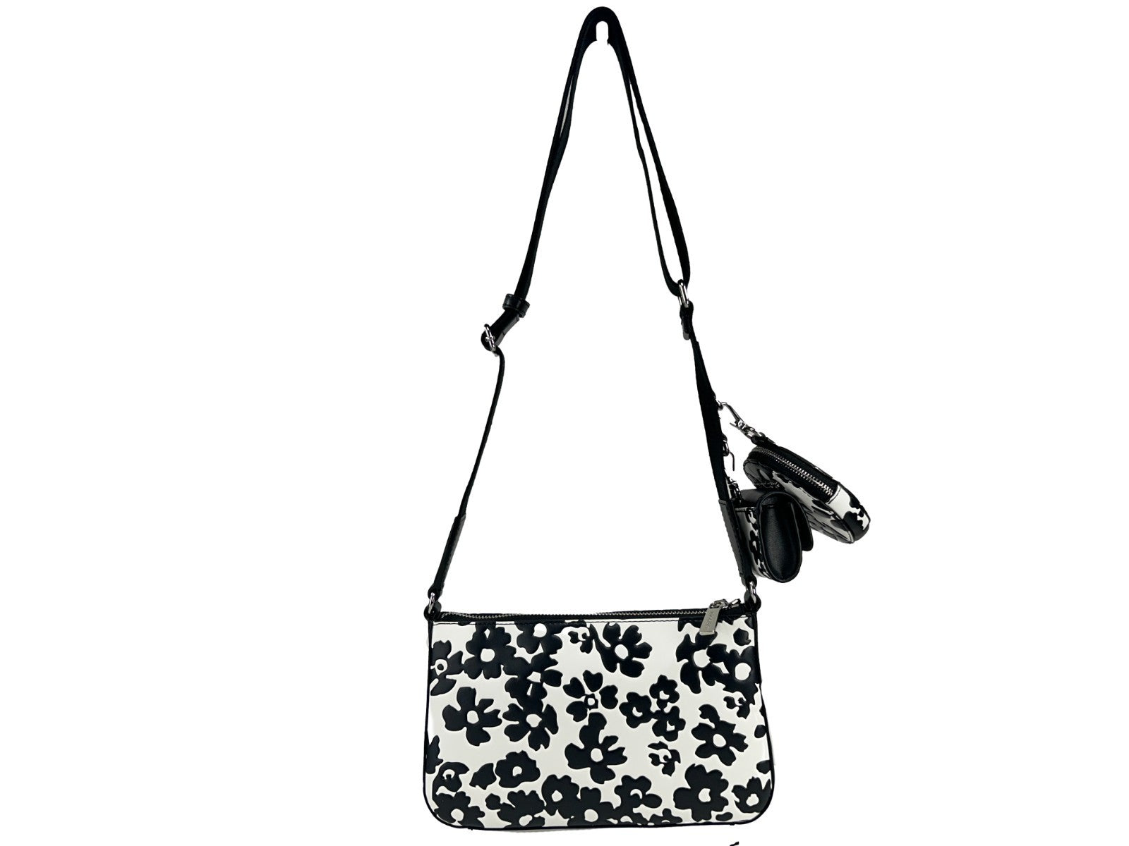 Schwarze Michael Kors Crossbody-Technik-Tasche aus Leder mit Blumenmuster