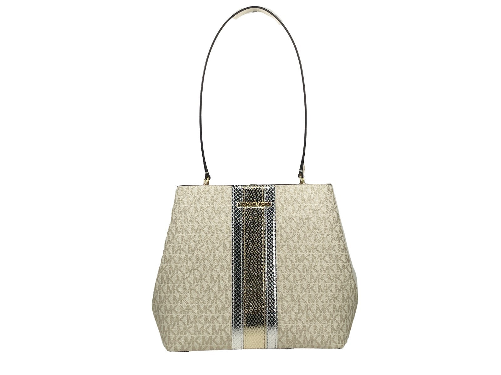 Pale Gold Leather Michael Kors Medium Pratt Bucket Bag