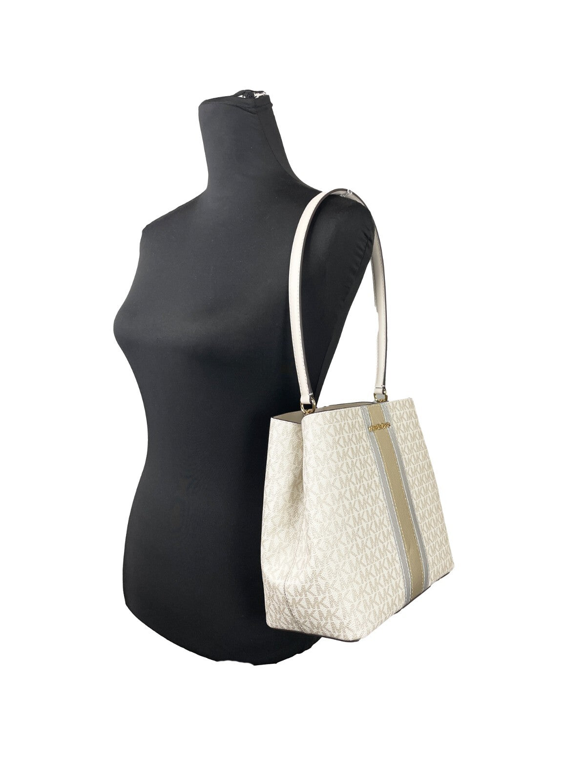 Pale Gold Leather Michael Kors Medium Pratt Bucket Bag
