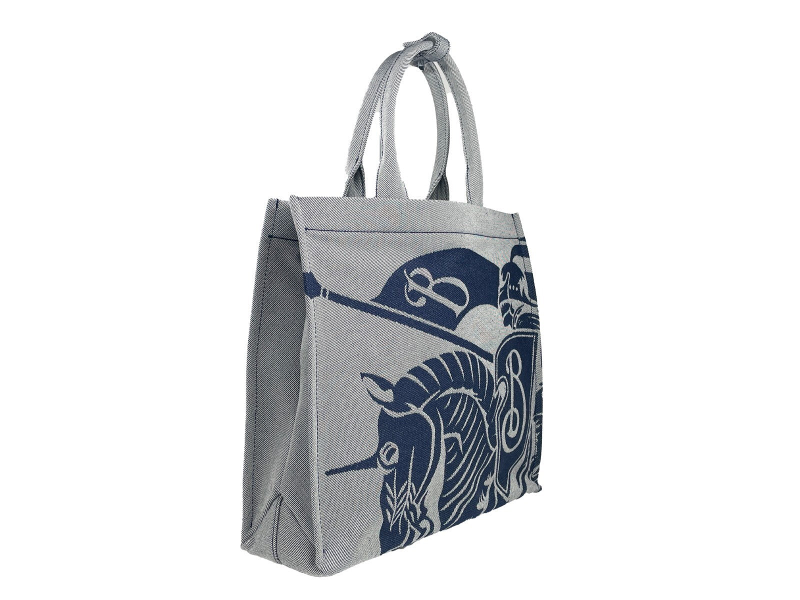 Navy Burberry Canvas Tote Bag with Coin Pouch