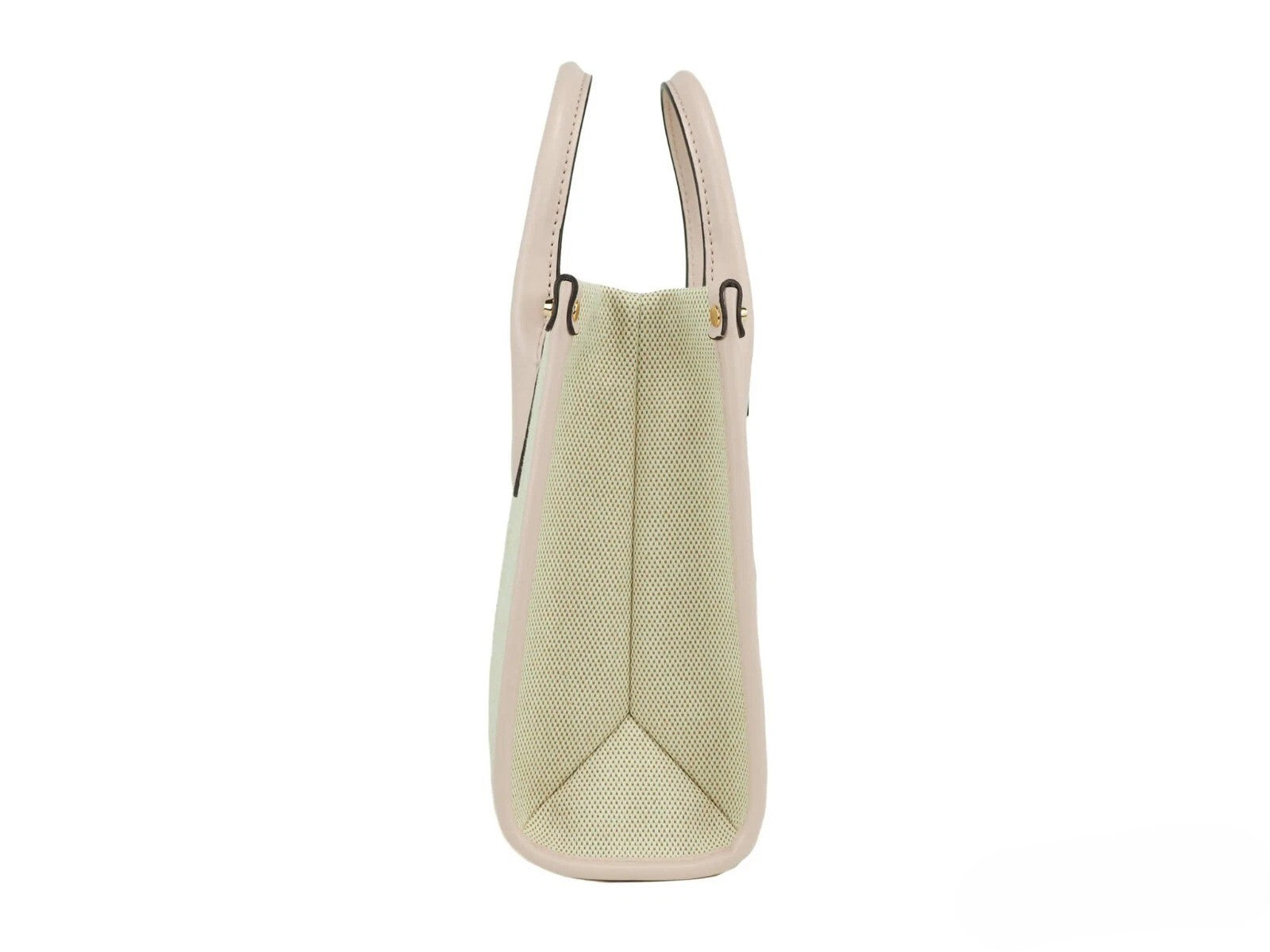 Powder Blush Leather Canvas Crossbody Shopper Handbag