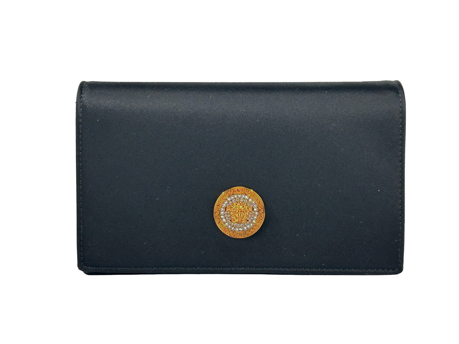 Schwarze Leder Versace Mini-Kette Umhängetasche Geldbörse