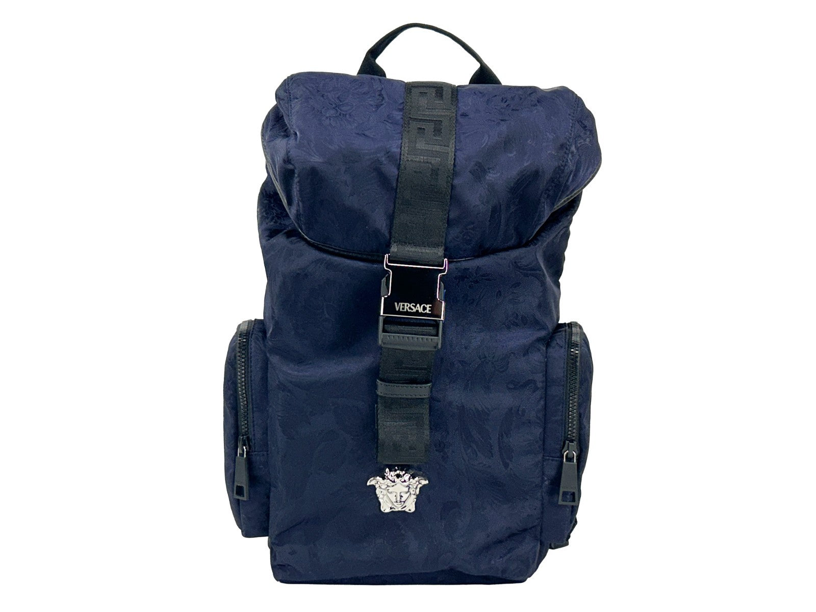 Navy Versace Synthetic Drawstring Backpack with Medusa Buckle