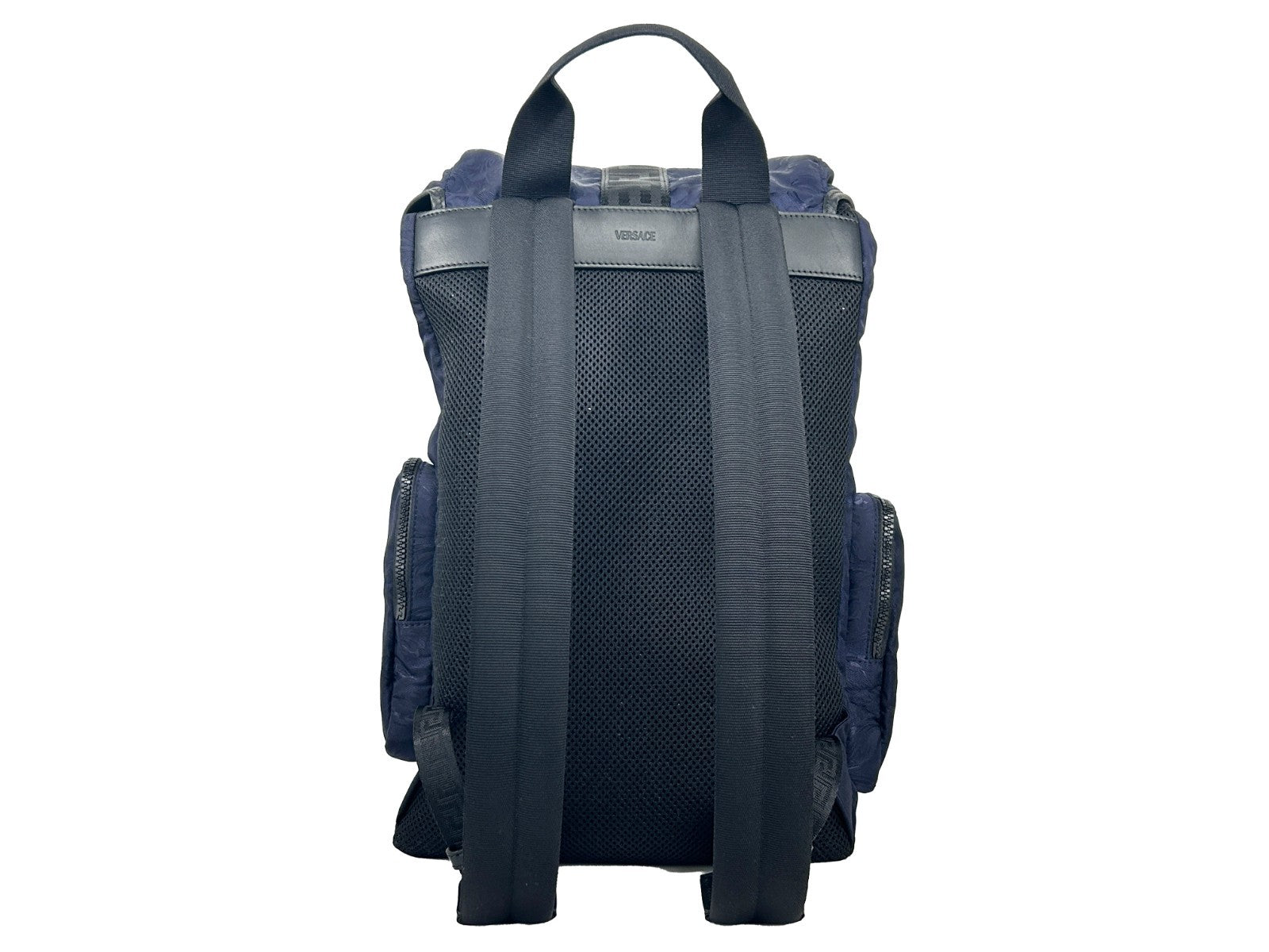 Navy Versace Synthetic Drawstring Backpack with Medusa Buckle