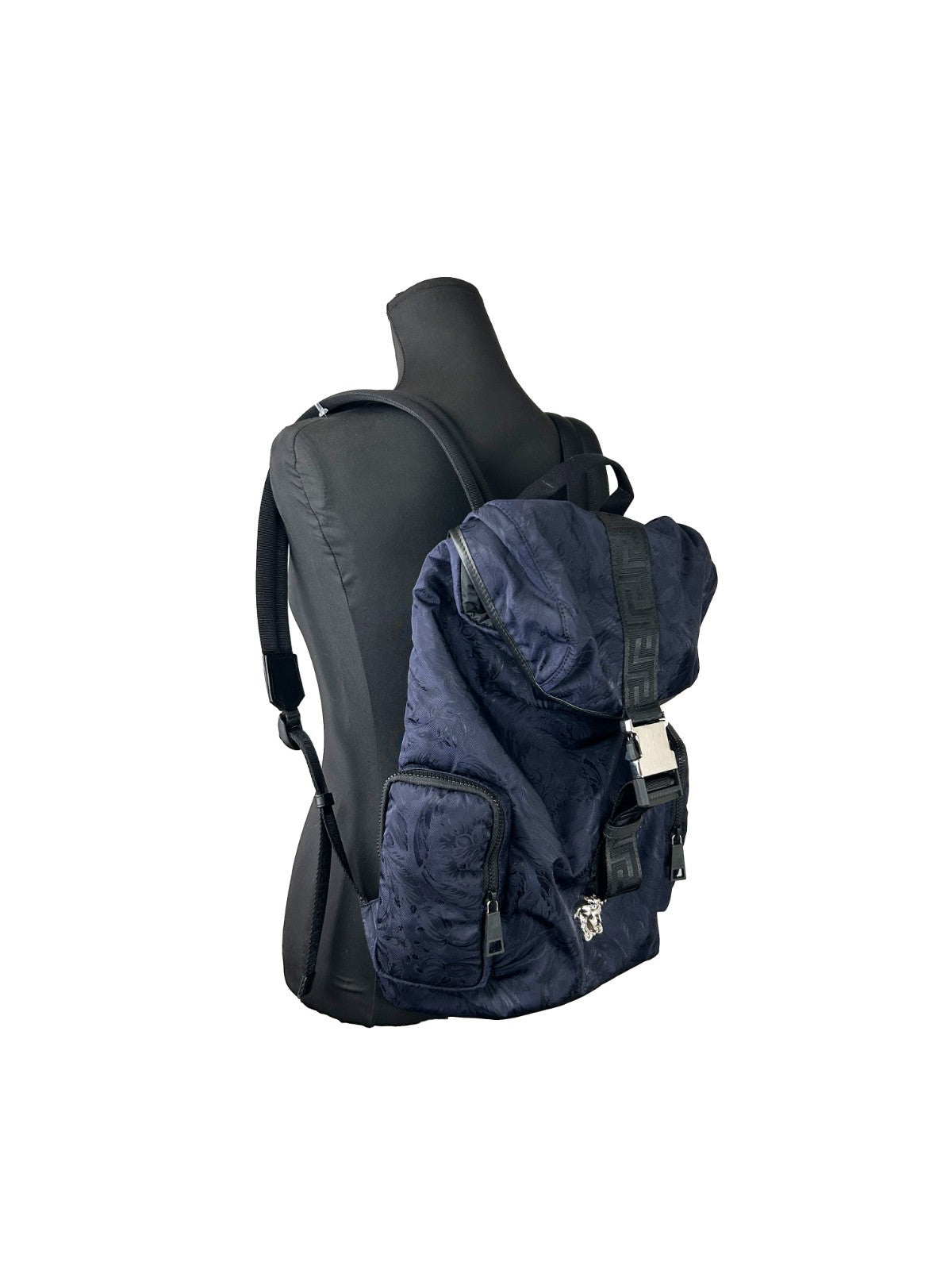 Versace Medusa Nylon-Rucksack mit Schnalle und Tunnelzug