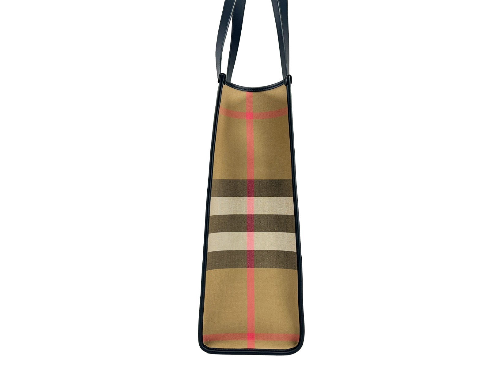 Burberry Leather Medium Book Tote Bag with Vintage Check