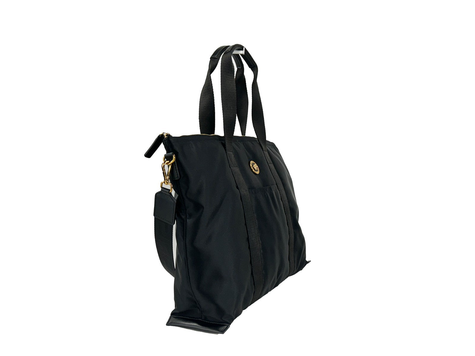 Sac cabas à bandoulière Versace La Medusa en tissu nylon noir