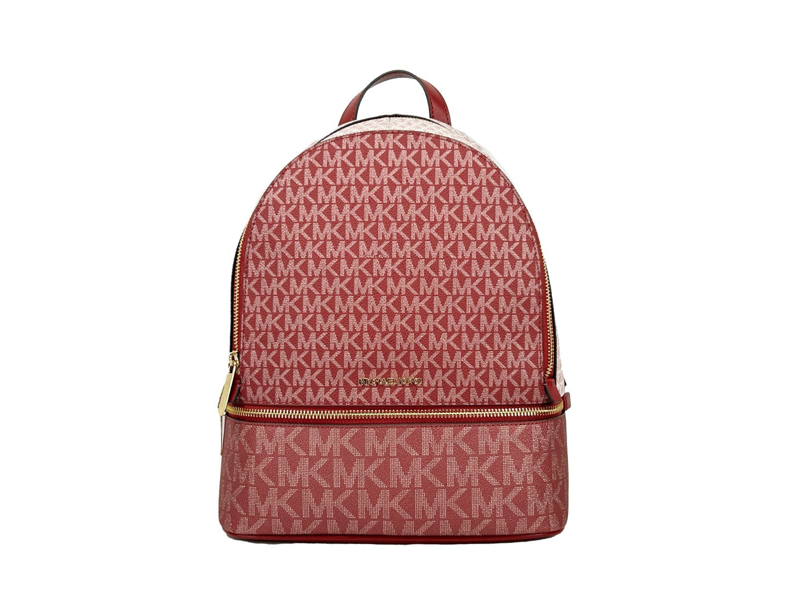 Cherry Michael Kors Rhea Medium Leather Backpack with Zip Pocket