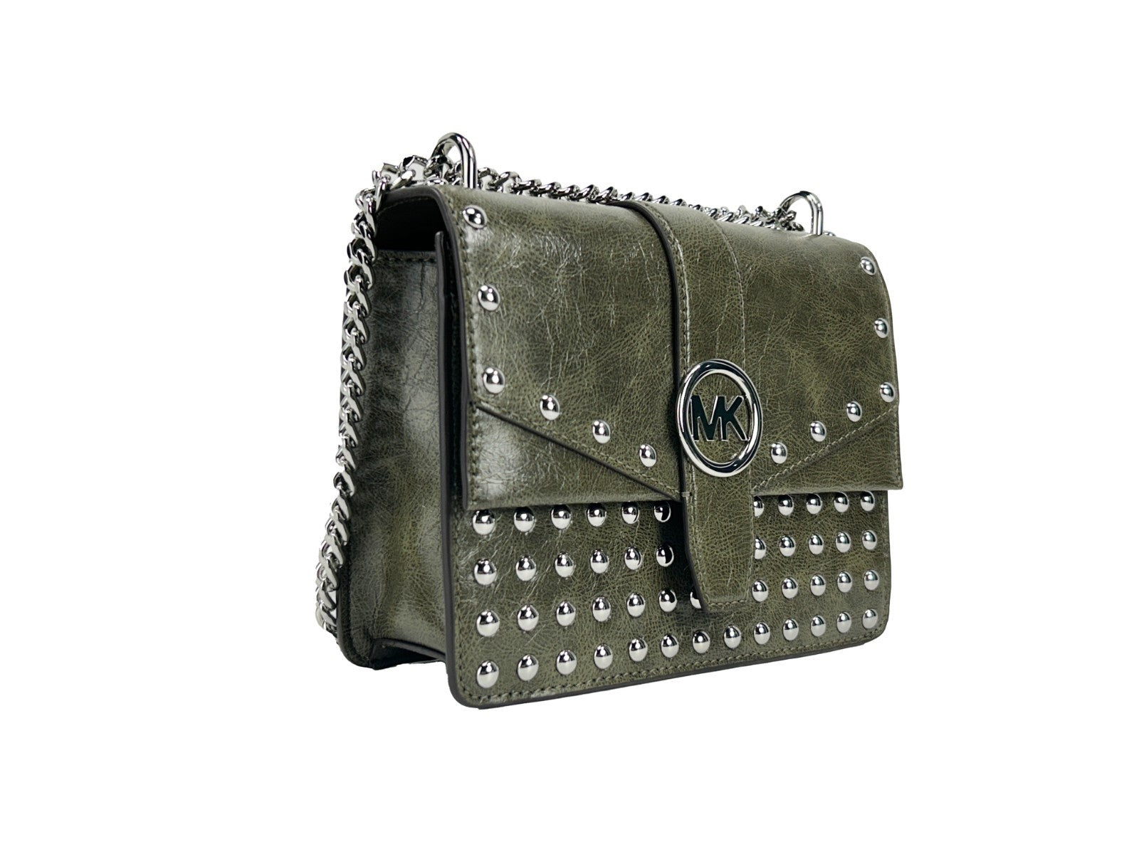 Olive Green Leather Crossbody Bag with Flap by Michael Kors