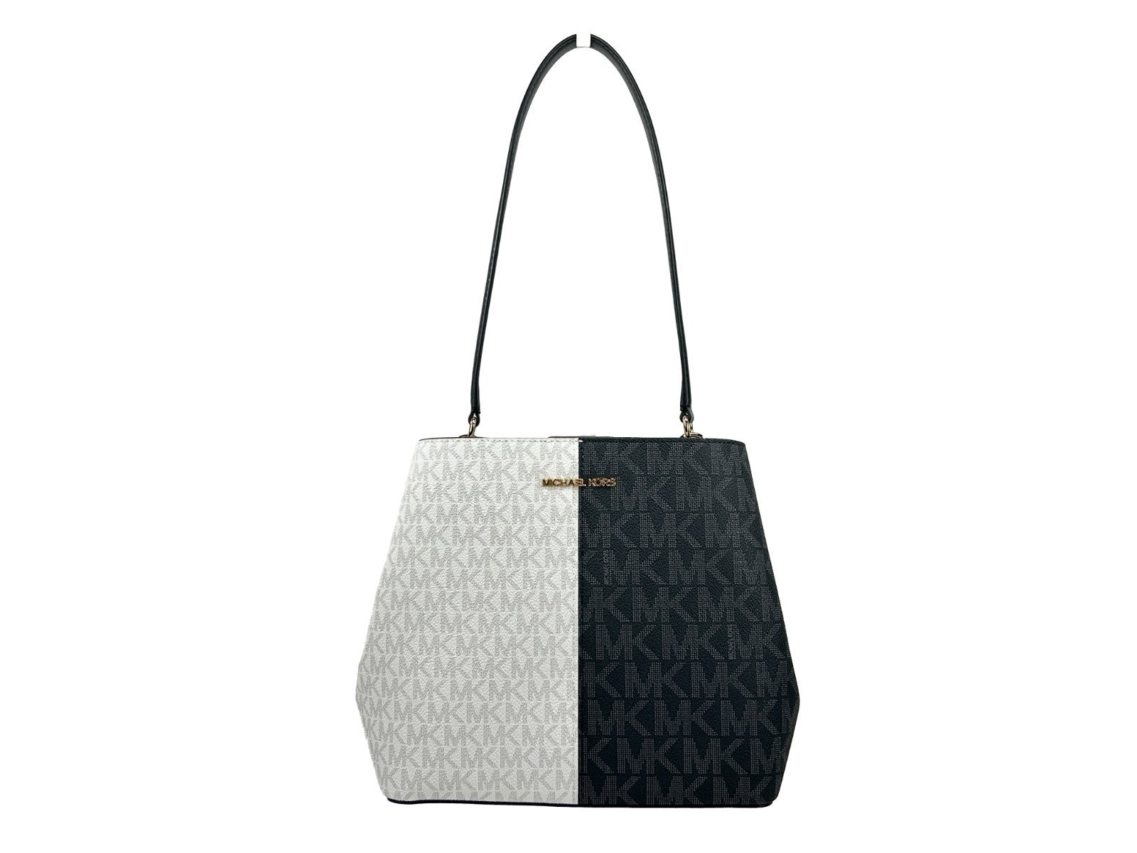 Schwarze Michael Kors Pratt Signature Bucket Bag aus Multi-Leder