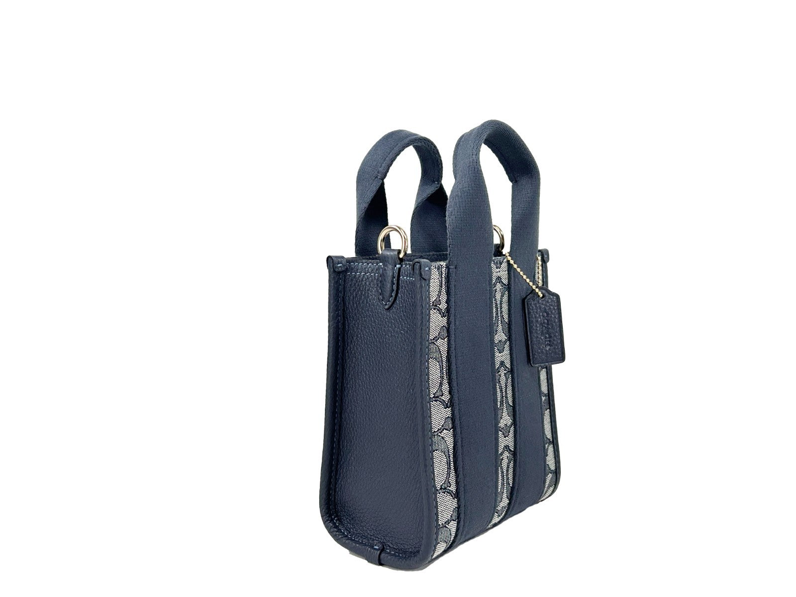 Midnight Navy Leather Mini Tote Crossbody Bag