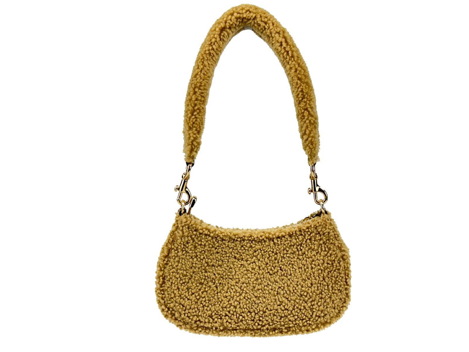 Natural Coach Teri Mini Crossbody Bag with Shearling Fur