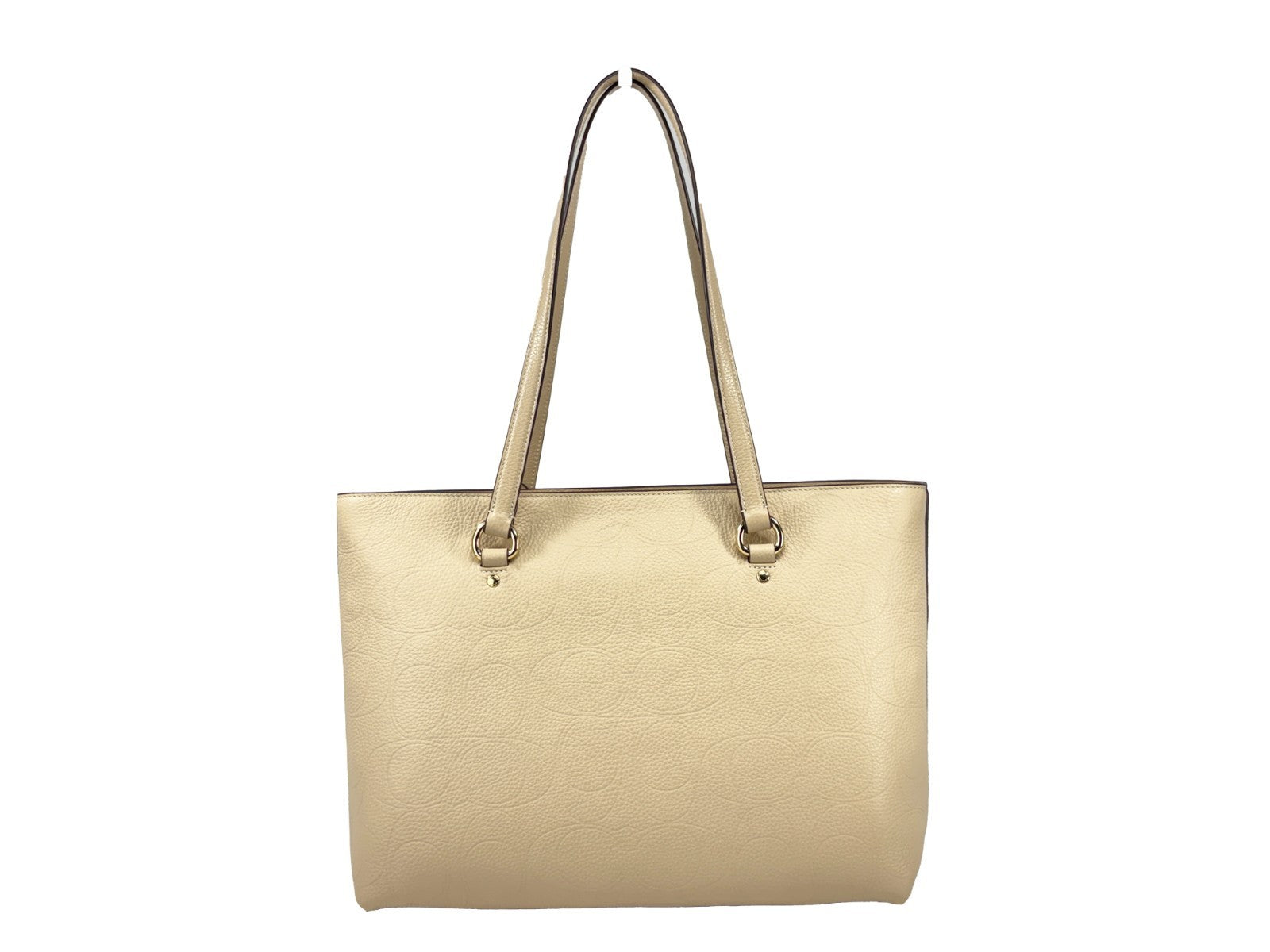 Golden Oat Leather Station Tote Bag with Zip Closure