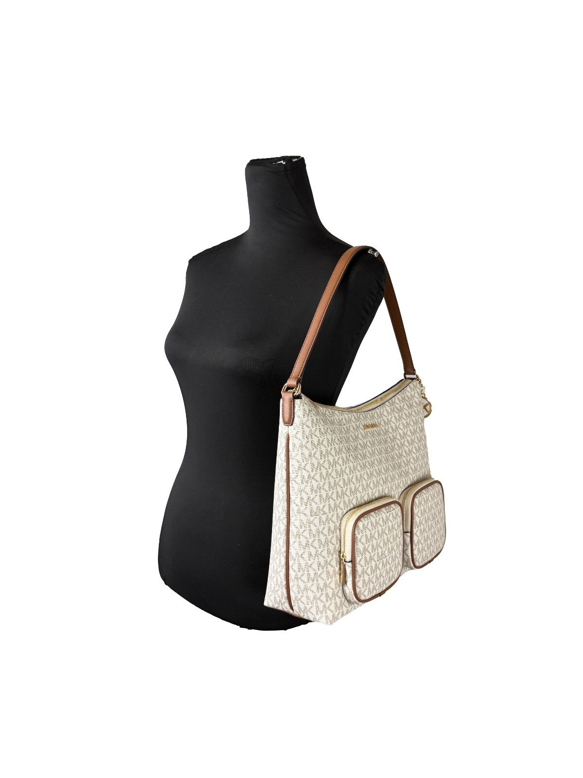 Vanilla Leather Michael Kors Merritt Large Shoulder Bag