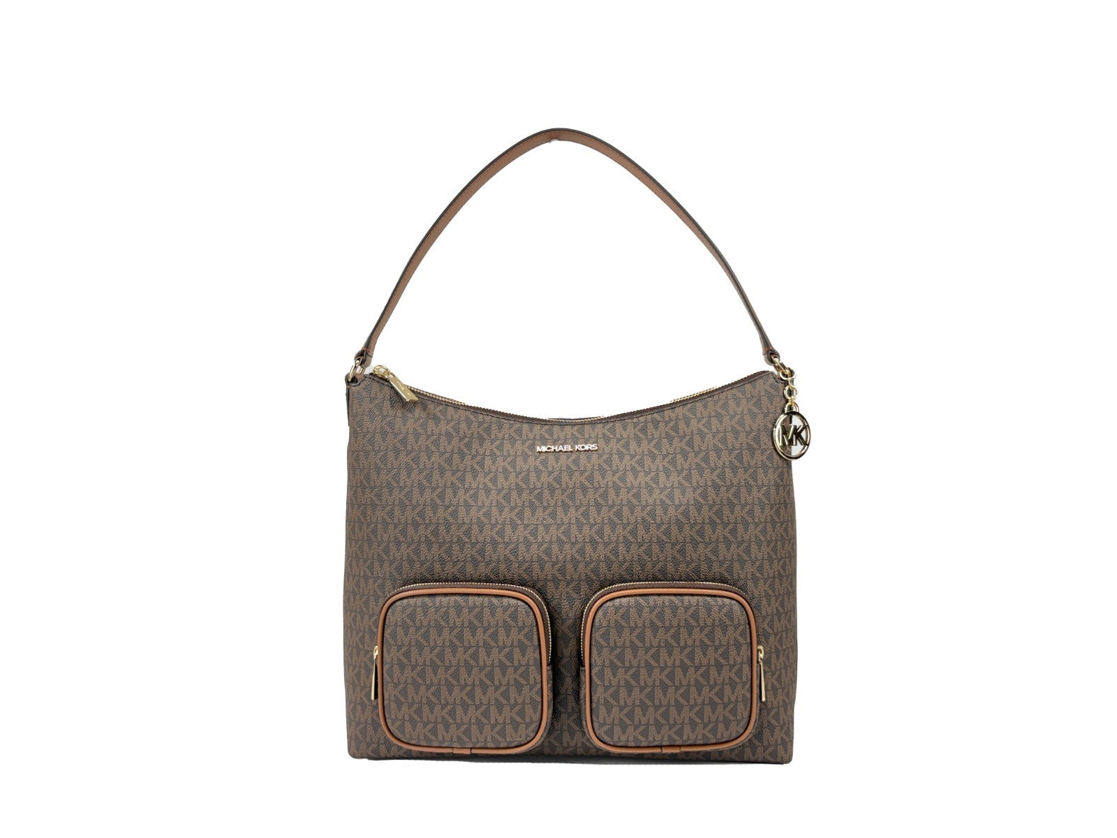 Brown Leather Michael Kors Merritt Large Cargo Shoulder Bag