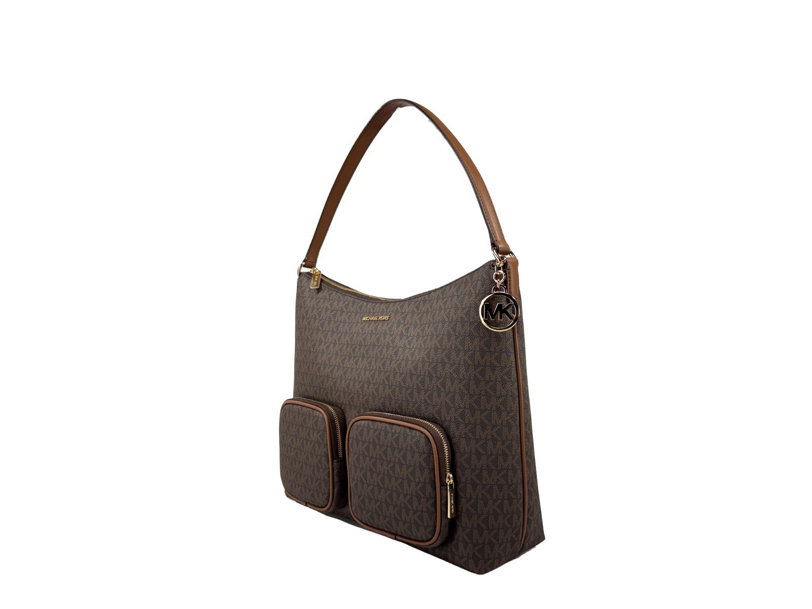 Brown Leather Michael Kors Merritt Large Cargo Shoulder Bag