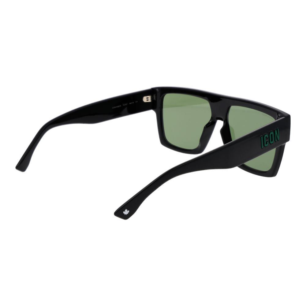Black Synthetic Sunglasses with Green Lenses