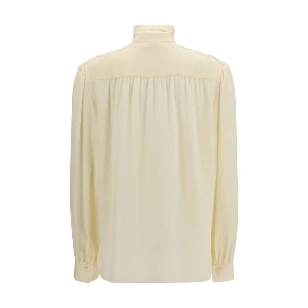 Beige Bluse aus Synthetik mit bestickten Schultern