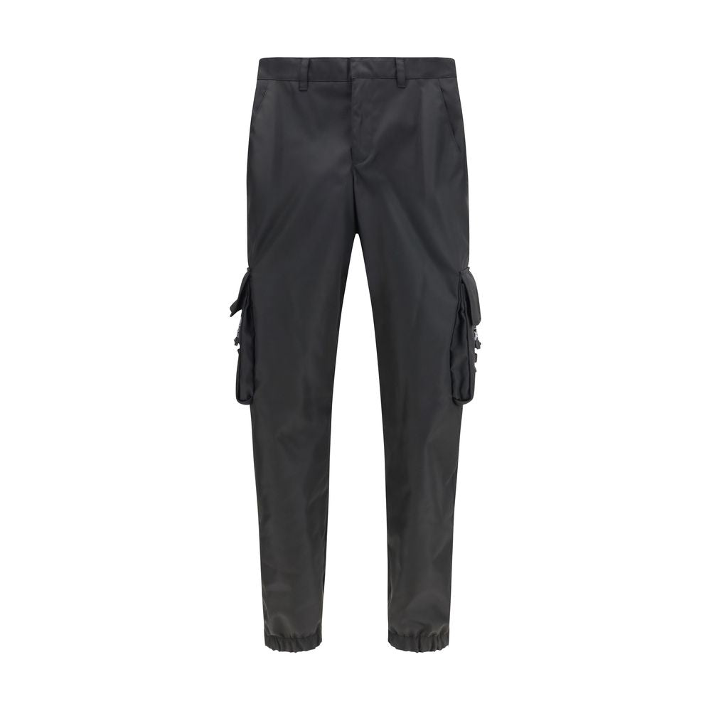 Schwarze Synthetik-Cargohose im Slim Fit