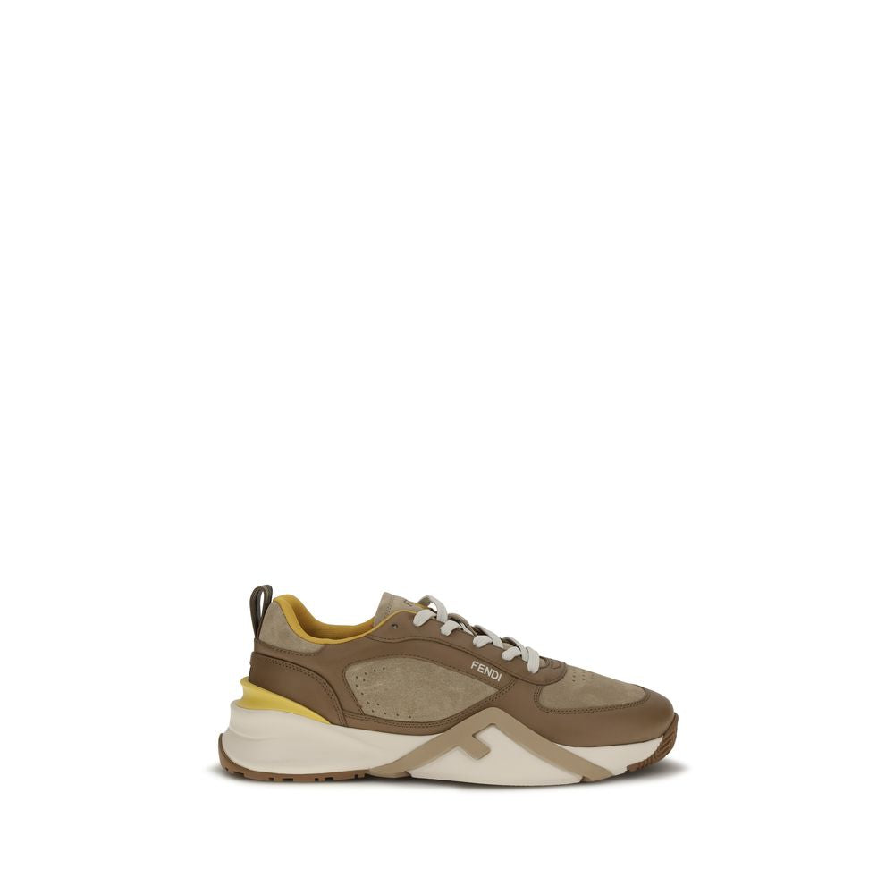 Multicolor Leather Athletic Sneakers with Wavy Sole