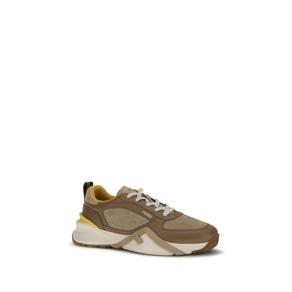 Multicolor Leather Athletic Sneakers with Wavy Sole
