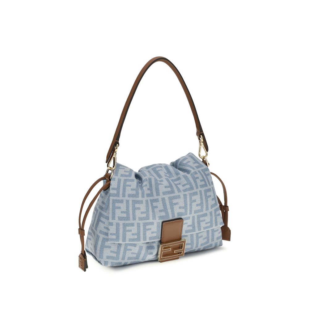 Blaue Fendi Cotton Mamma Baguette Schultertasche