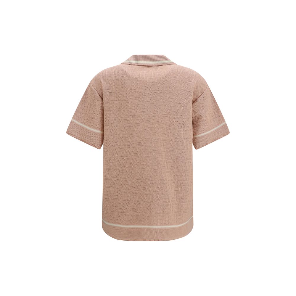 Multicolor Cotton Shirt with FF Motif and Elastic Hem