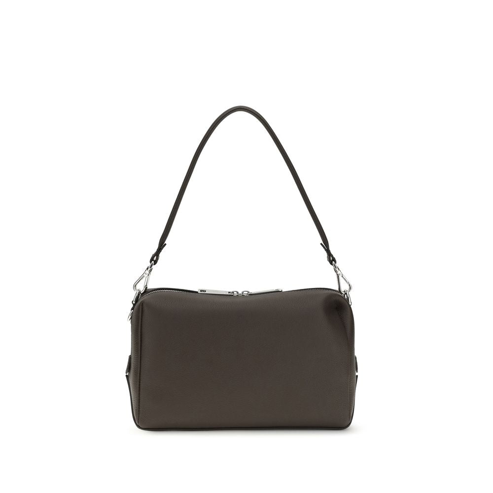 Brown Leather Shoulder Bag with Signature FF Accents