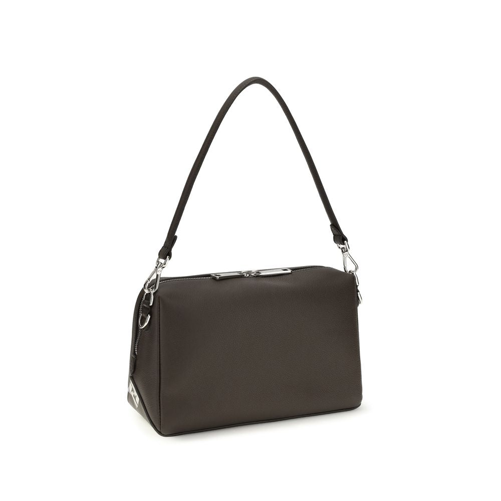 Brown Leather Shoulder Bag with Signature FF Accents