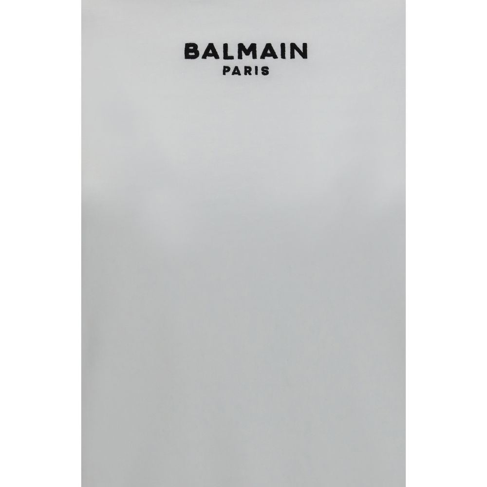 White Cotton T-Shirt with Balmain Logo
