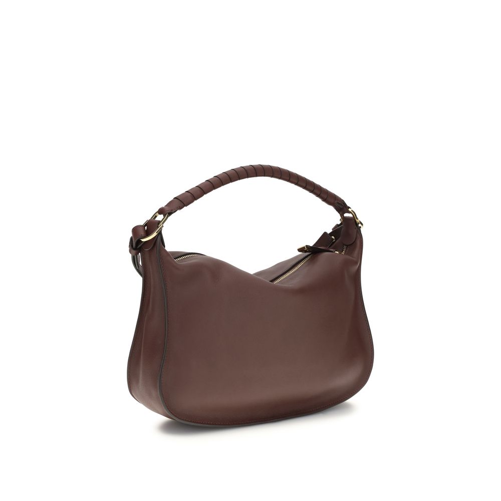 Bordeaux Leather Shoulder Bag with Adjustable Strap
