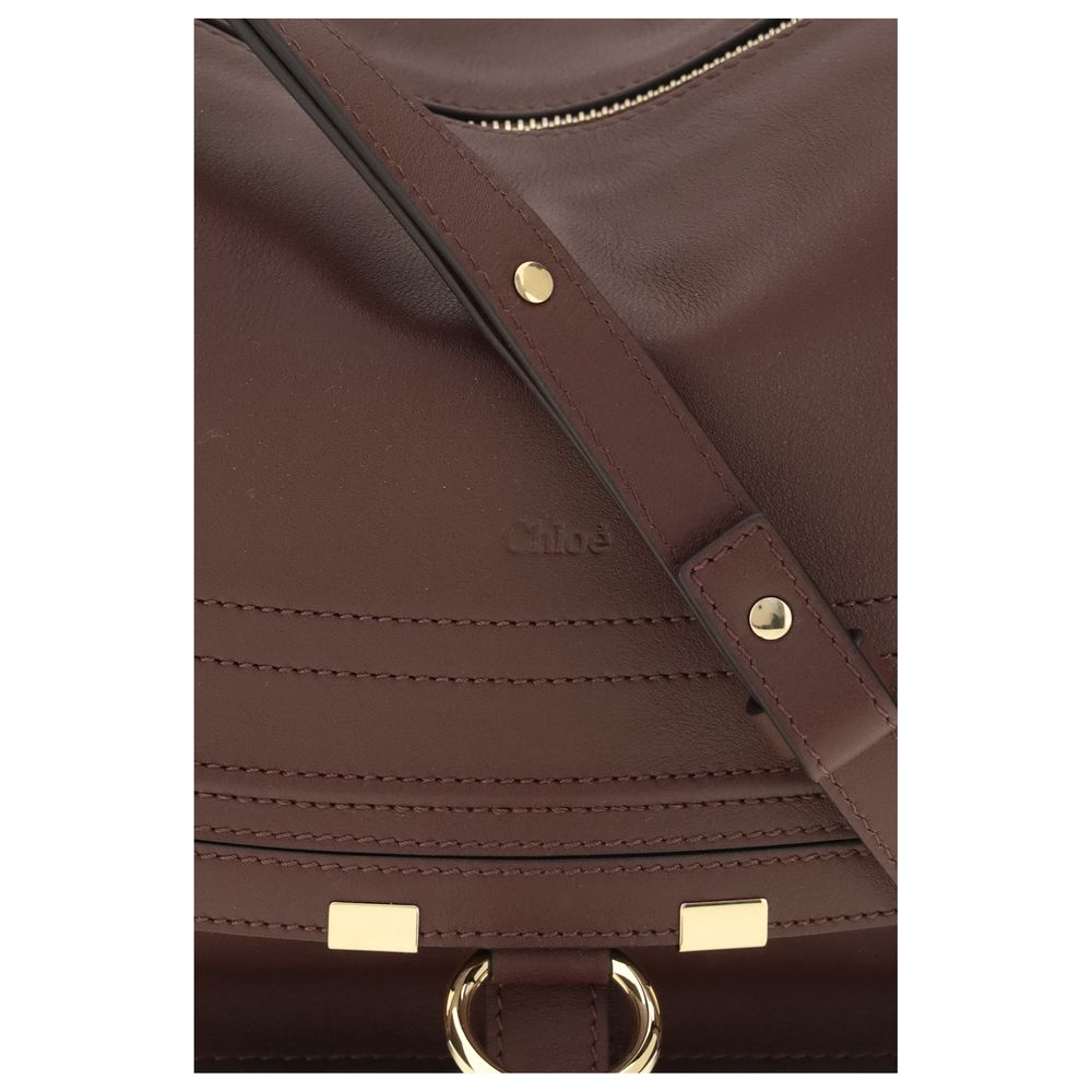 Bordeaux Leather Shoulder Bag with Adjustable Strap