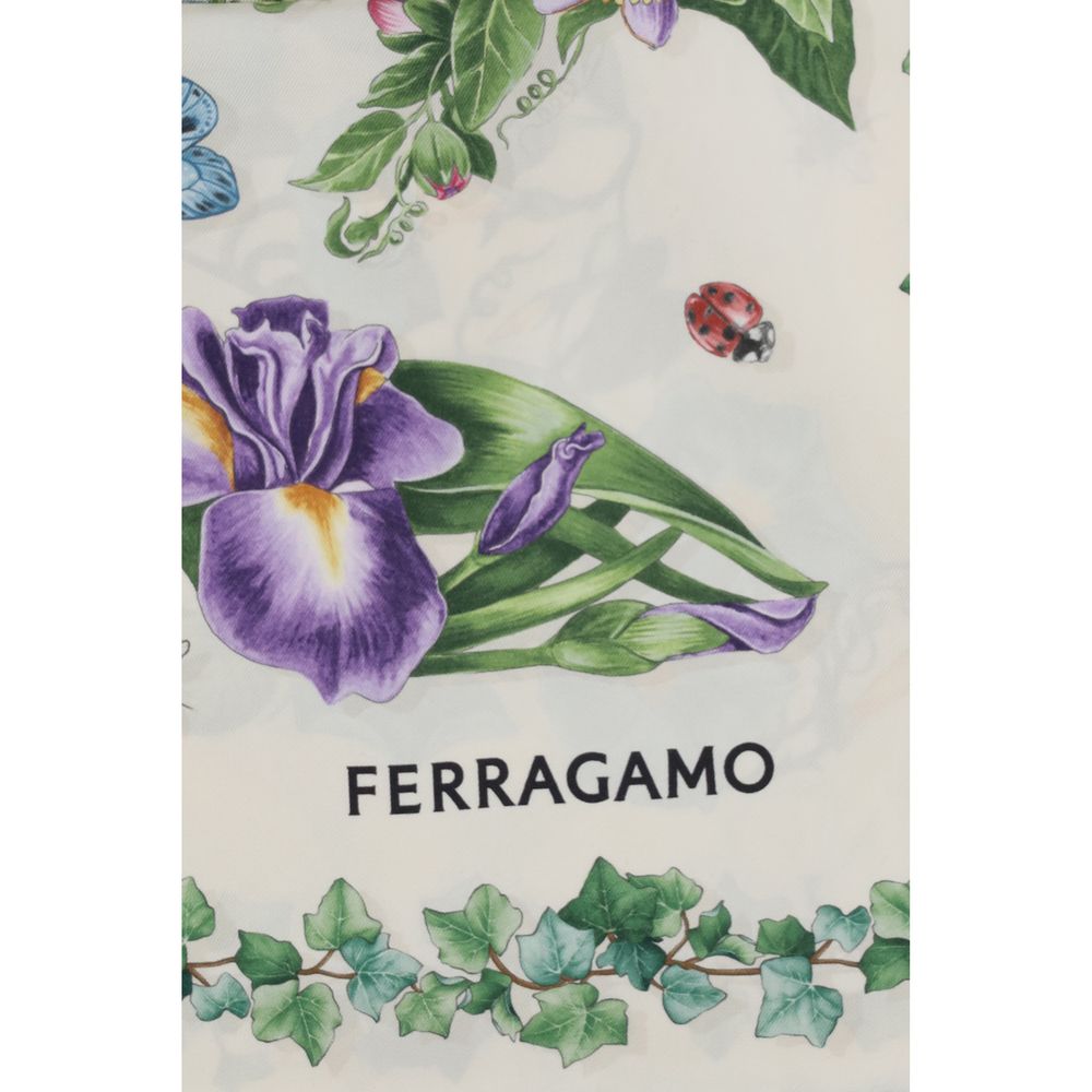 Multicolor Silk Scarf with Eden Print by Ferragamo
