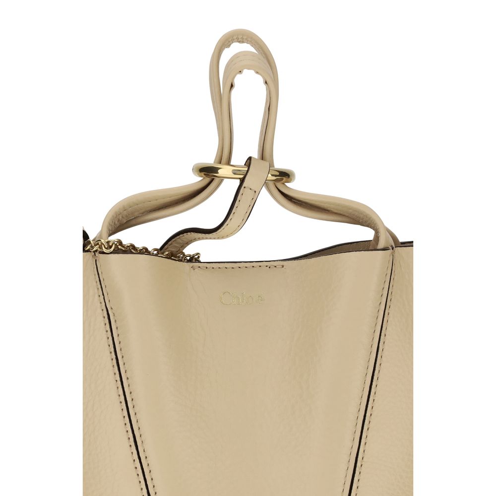 Beige Leather Spin Shoulder Bag by Chloé