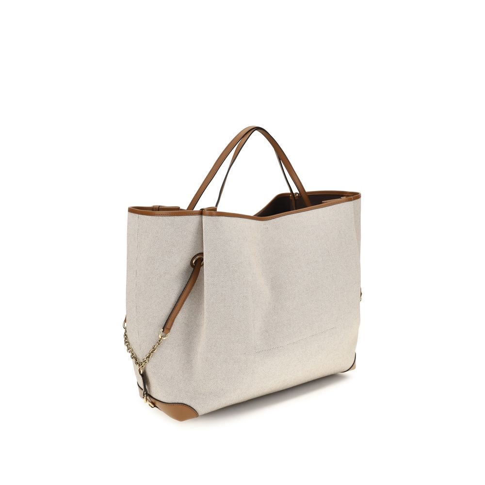 Beige Cotton Tote Bag with Adjustable Shape