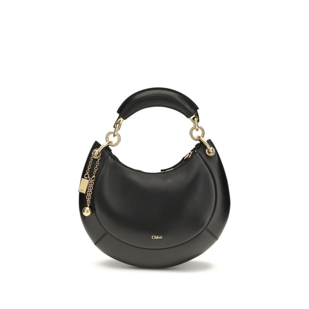 Schwarze Leder-Schultertasche Marcie