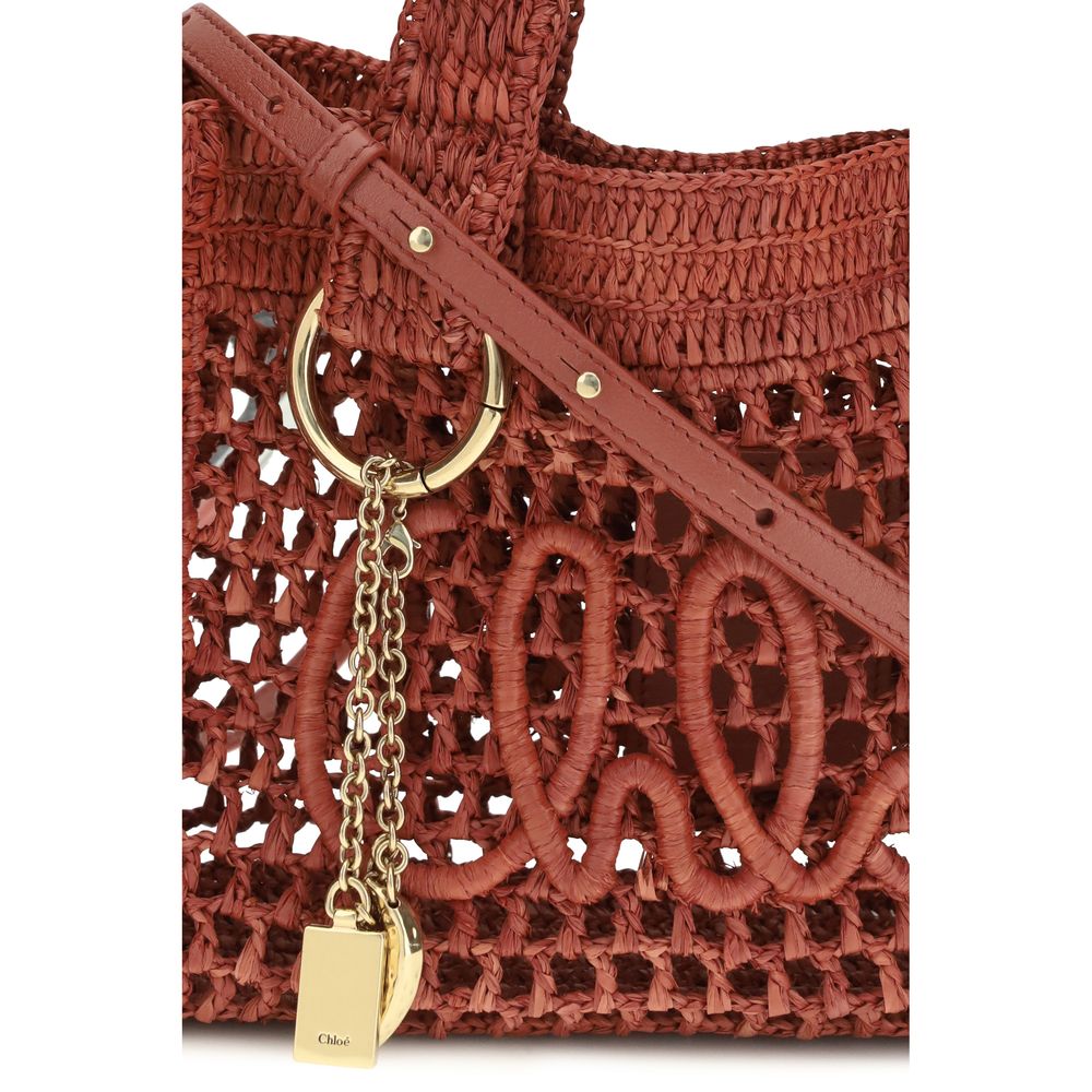 Multicolor Raffia and Leather Shoulder Bag by Chloé