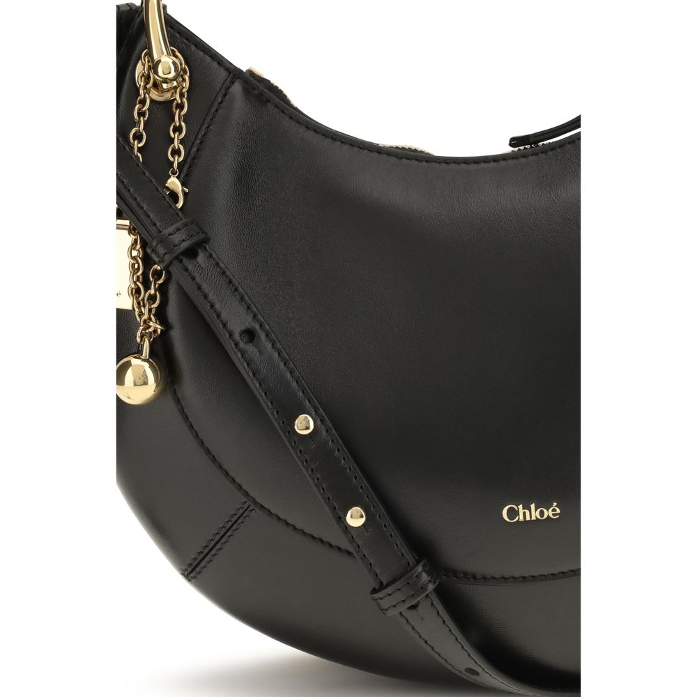 Black Leather Marcie Shoulder Bag