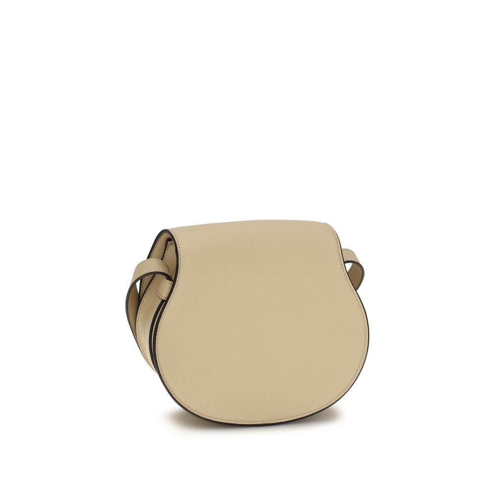 Beige Leather Small Marcie Shoulder Bag by Chloé