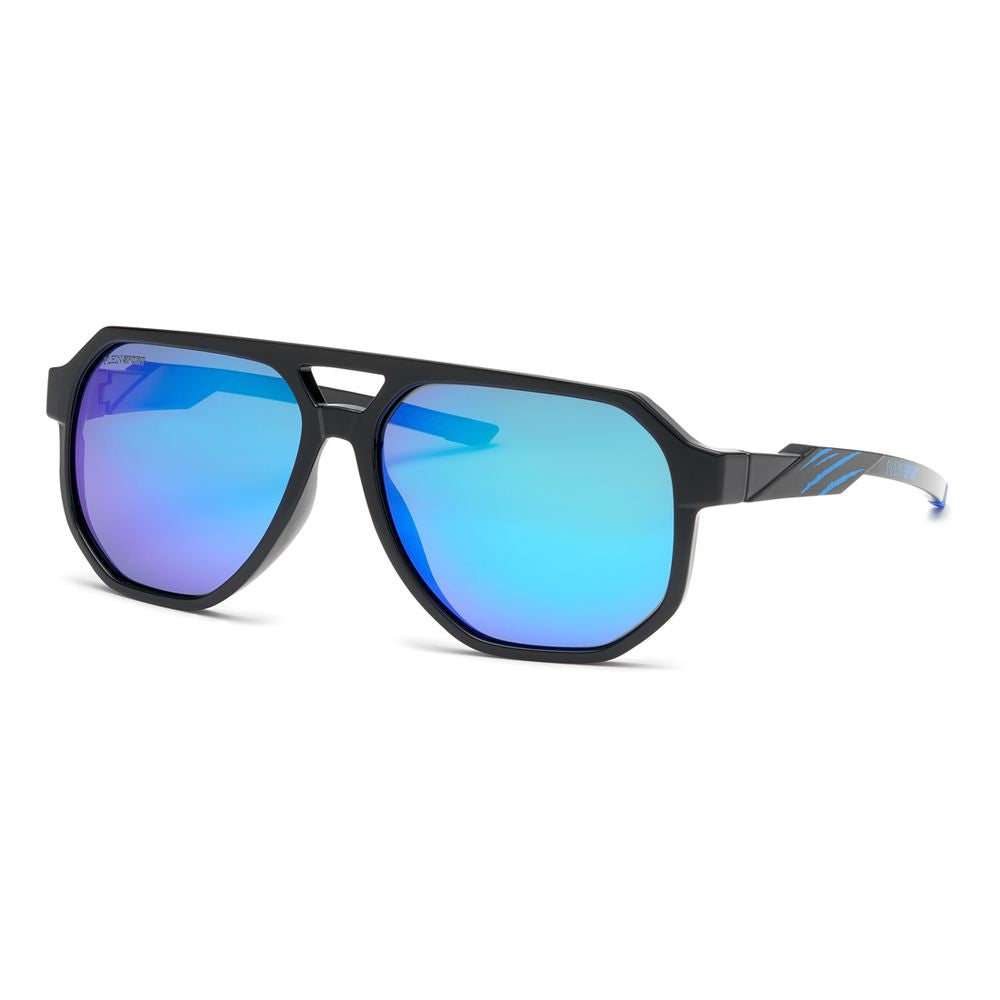 Schwarze synthetische Sonnenbrille mit polarisierten verspiegelten Gläsern