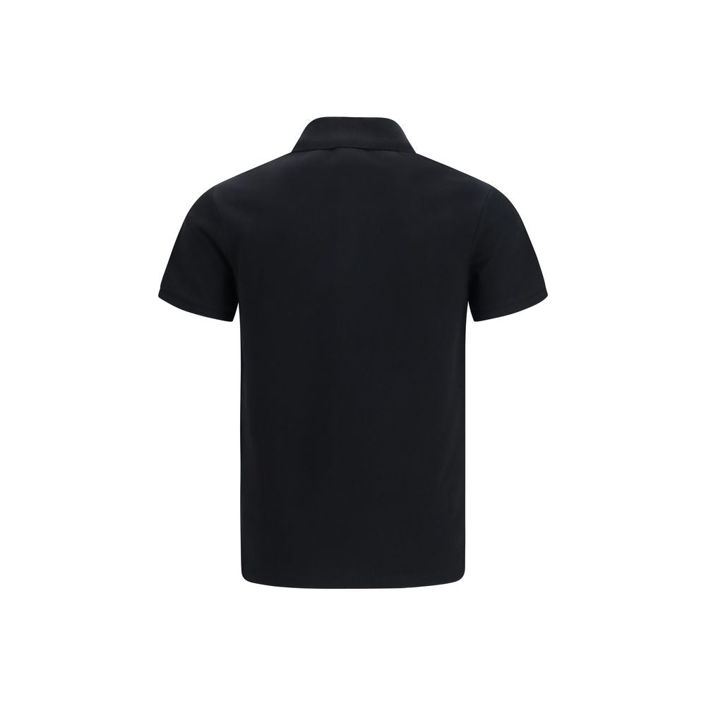 Schwarzes Baumwoll-Polohemd mit gesticktem Logo