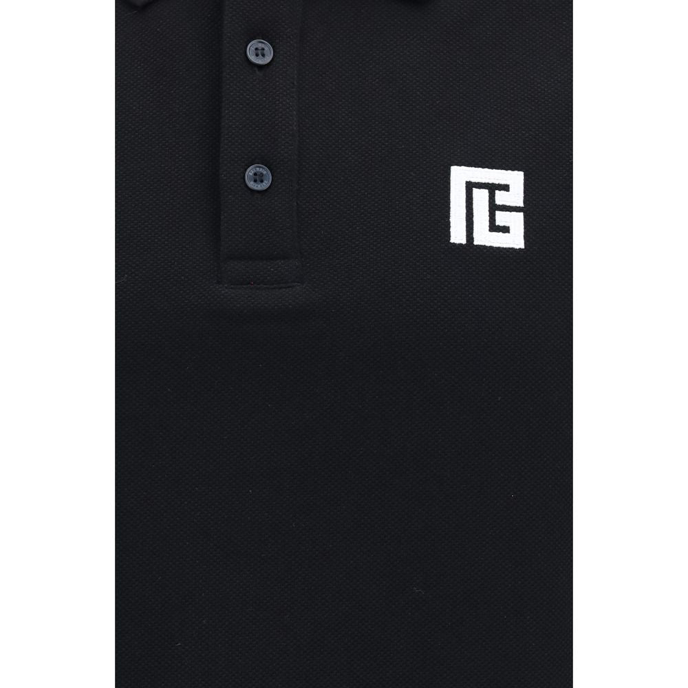 Black Cotton Polo Shirt with Embroidered PB Logo