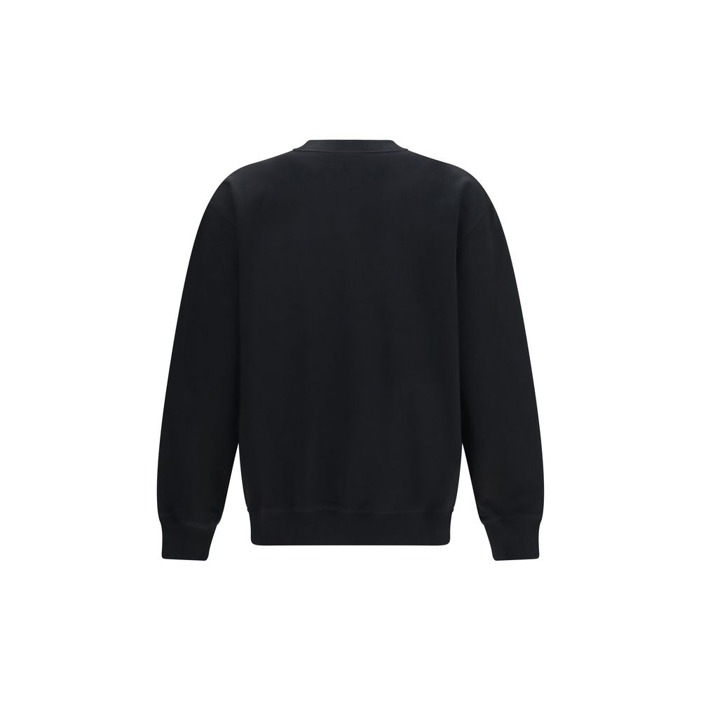 Schwarzes Baumwoll-Sweatshirt mit gesticktem Logo